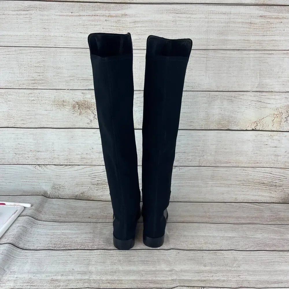 Stuart Weitzman 5050 Womens Sz 5M Over the Knee Boots Black Leather Suede